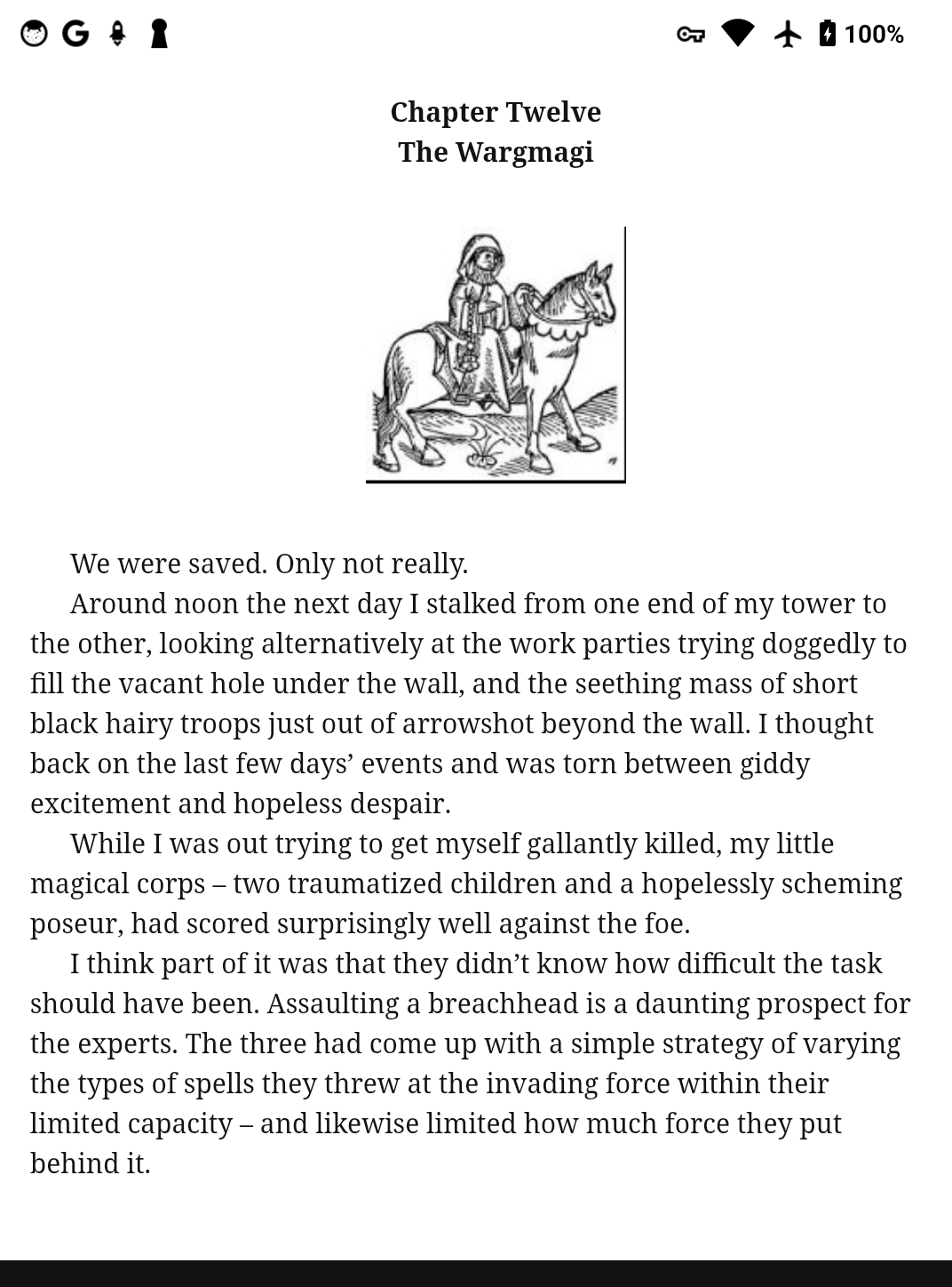 E-ink reader, chapter heading