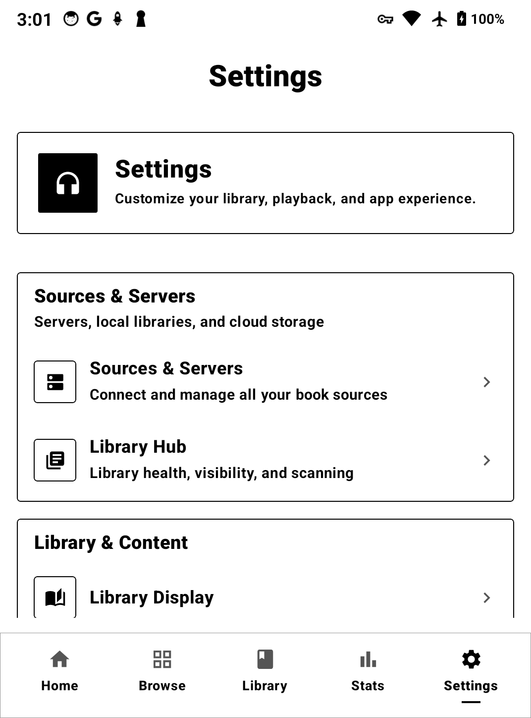 E-ink settings