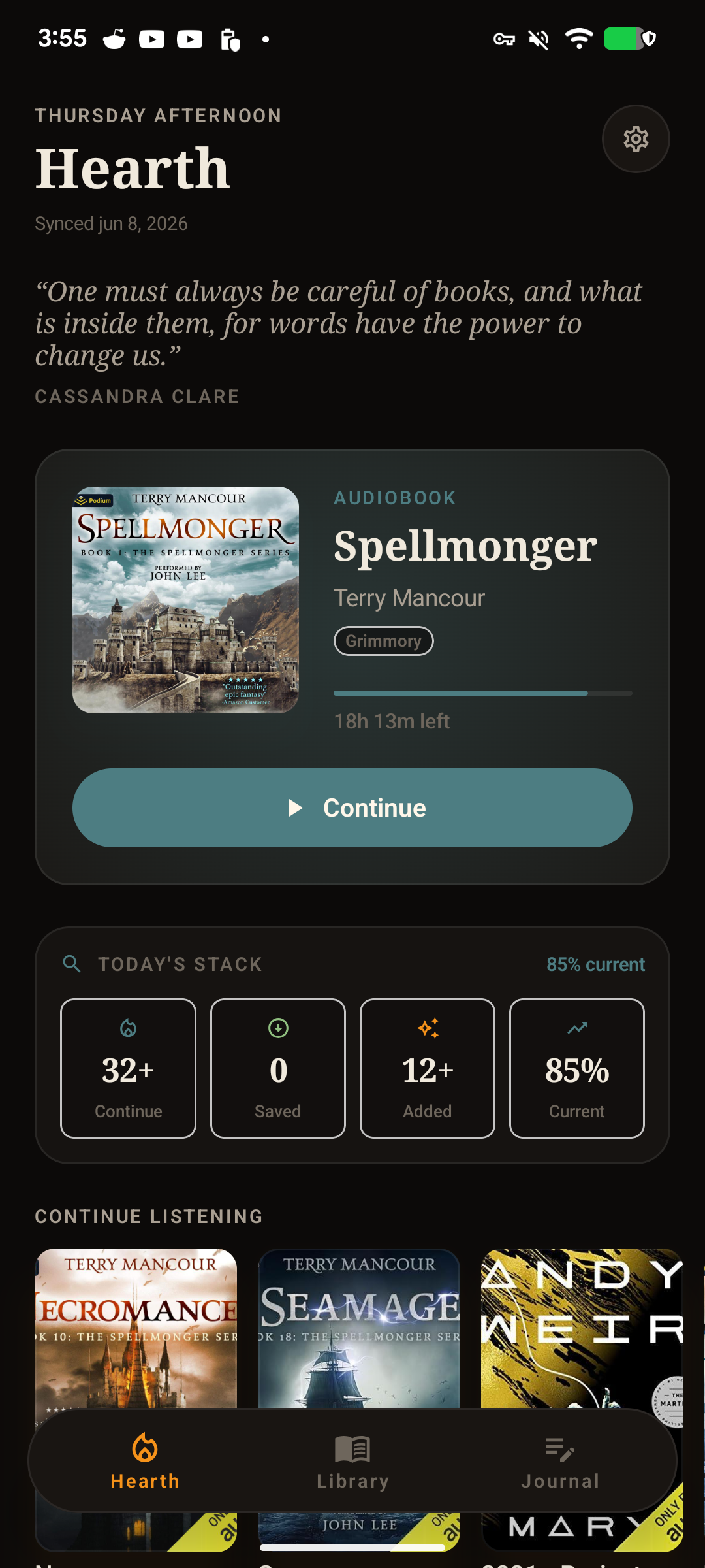 Current Android Hearth home screen