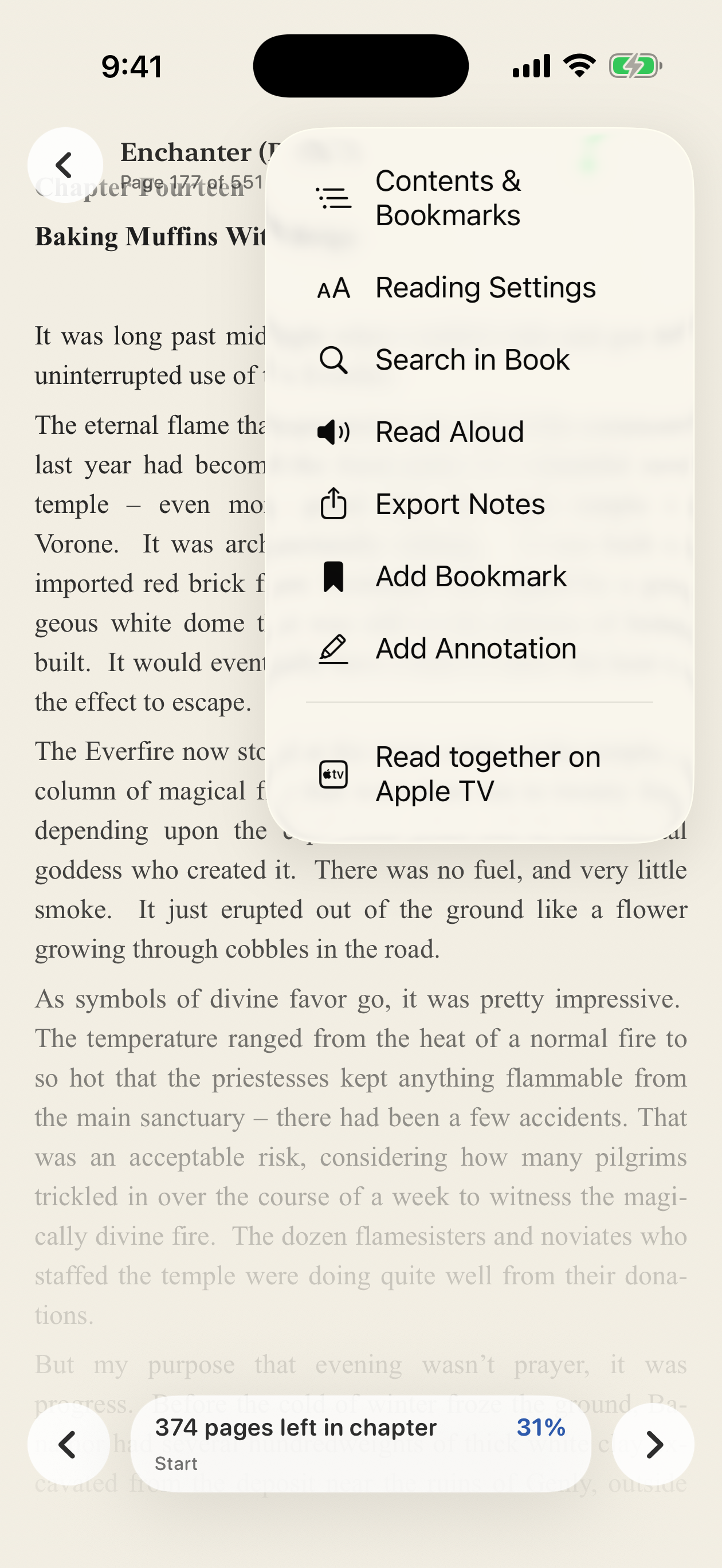 Reader menu