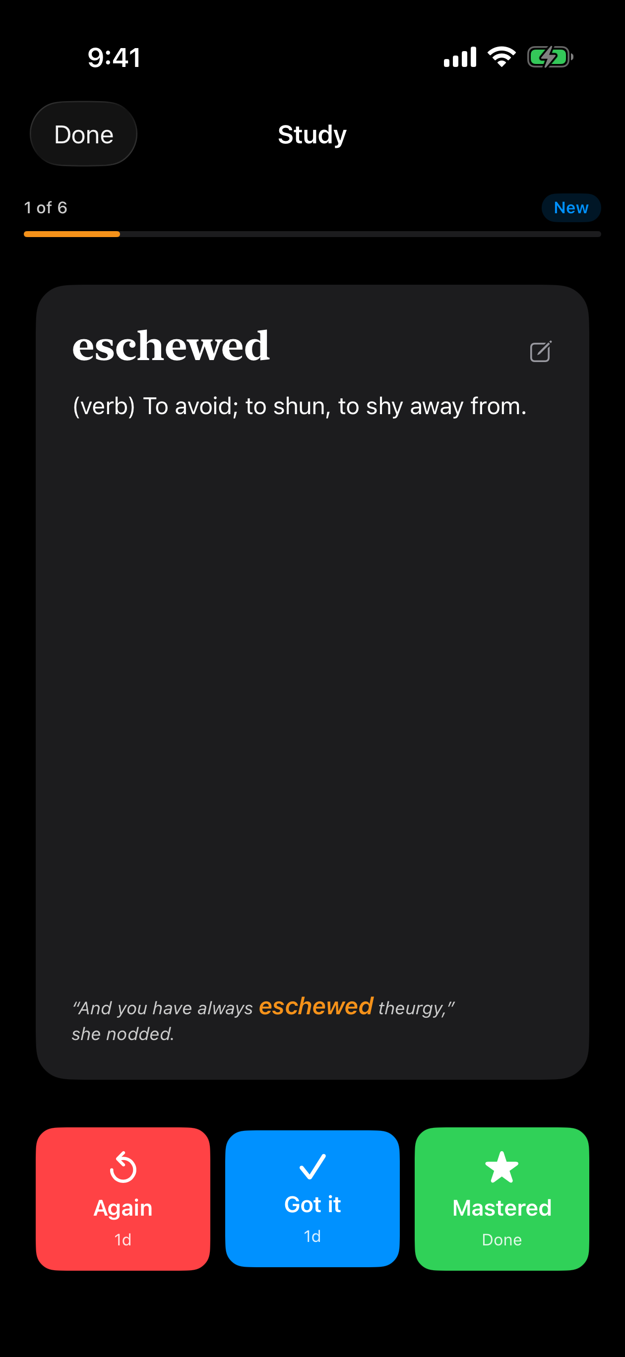 Vocabulary flashcards