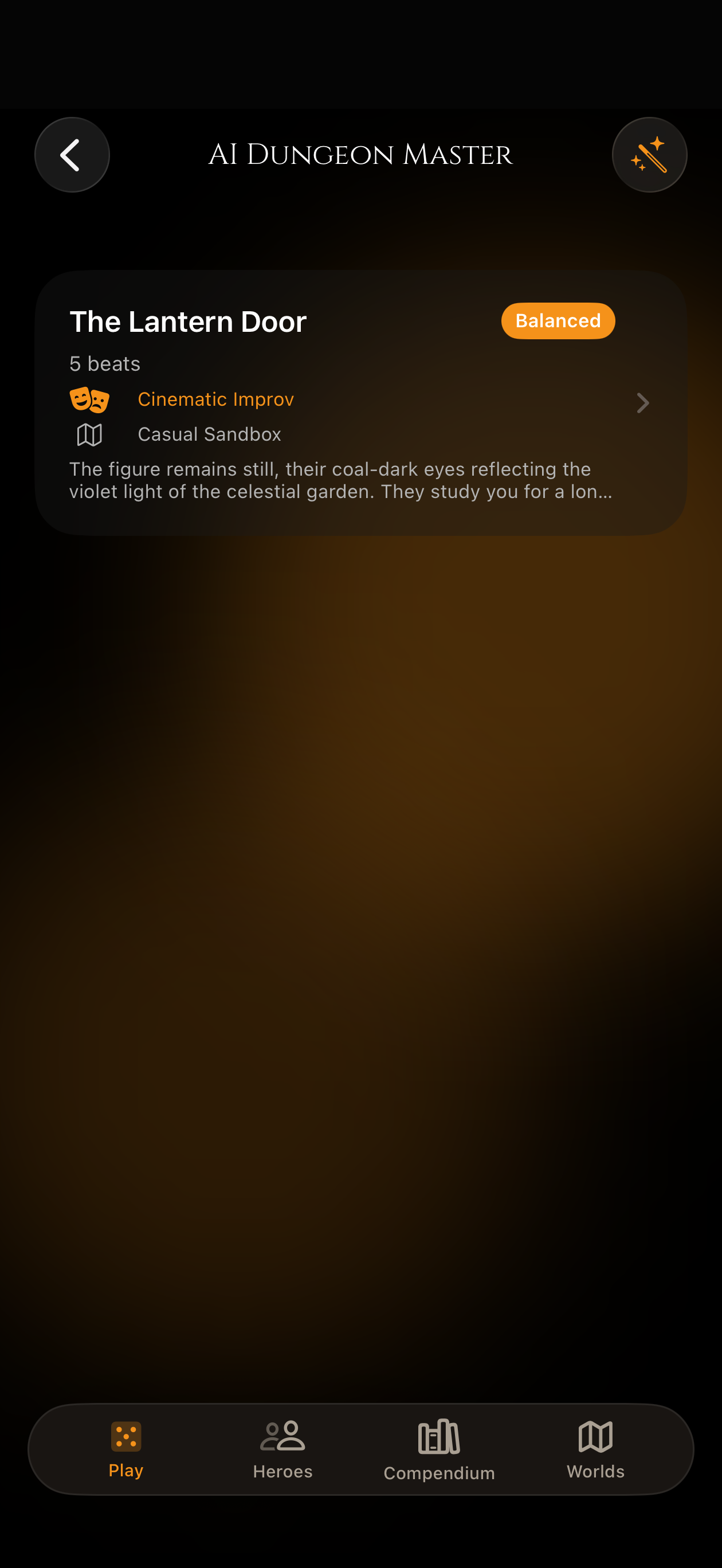 Current Enve Game Master AI Dungeon Master adventure list