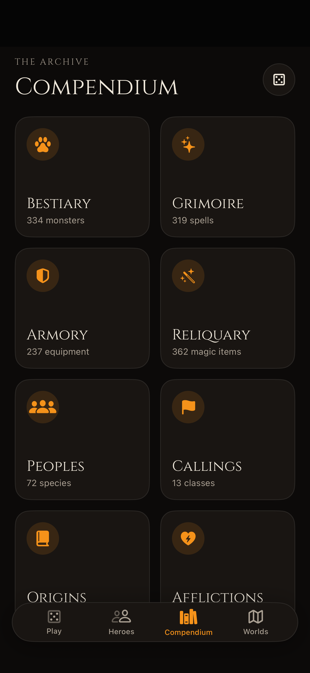 Current Enve Game Master compendium