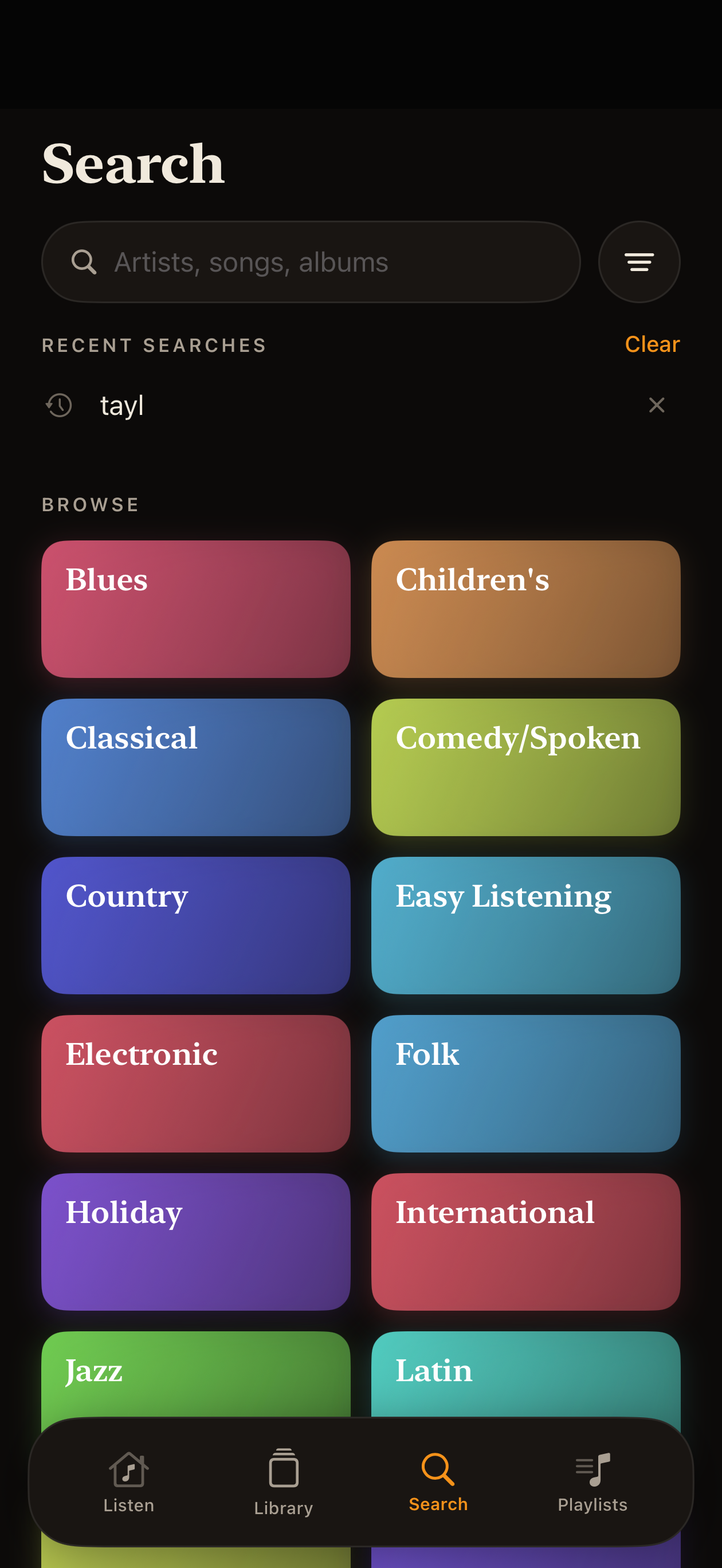 iPhone music search with genre discovery