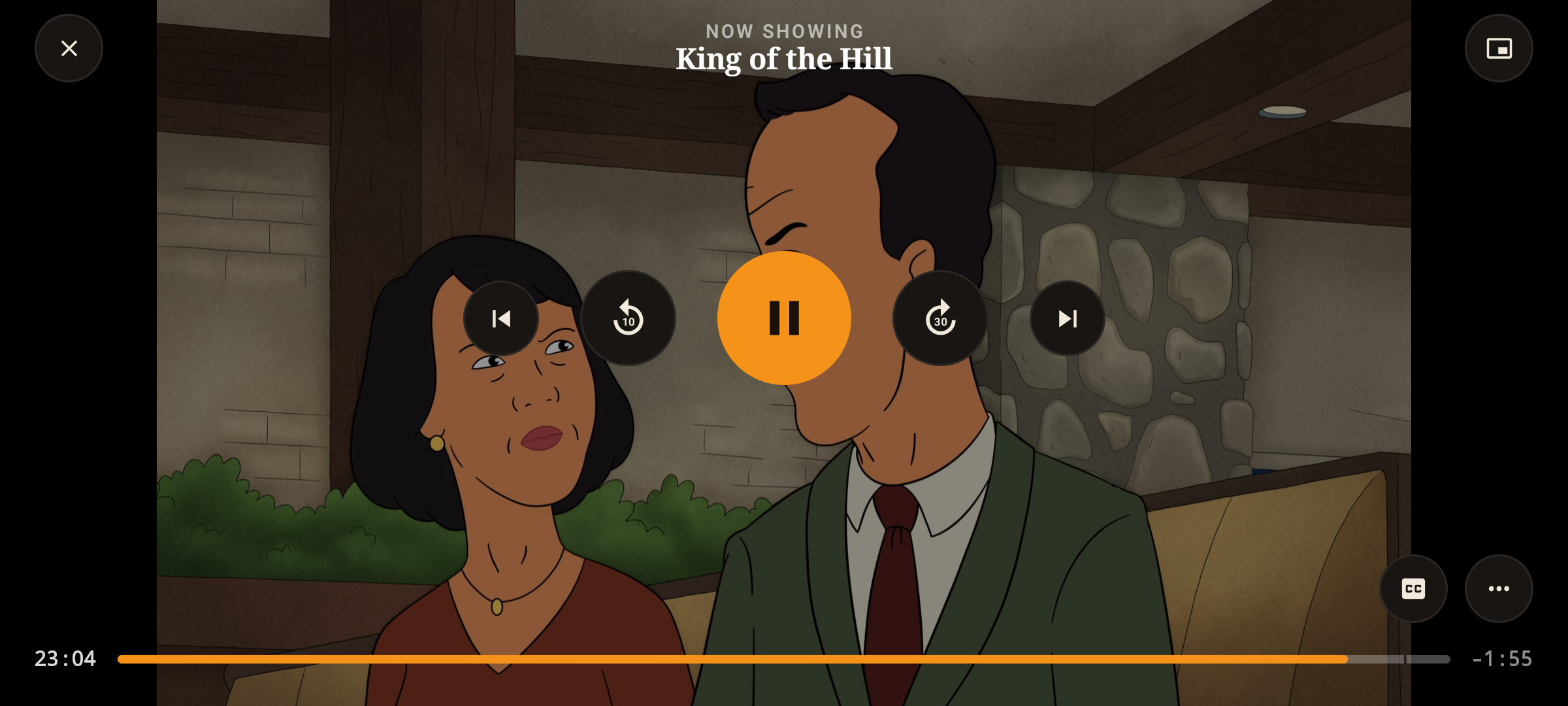 Current Android landscape player with playback controls
